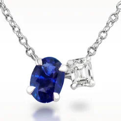 1.05ct Sapphire And Diamond White Gold Necklace