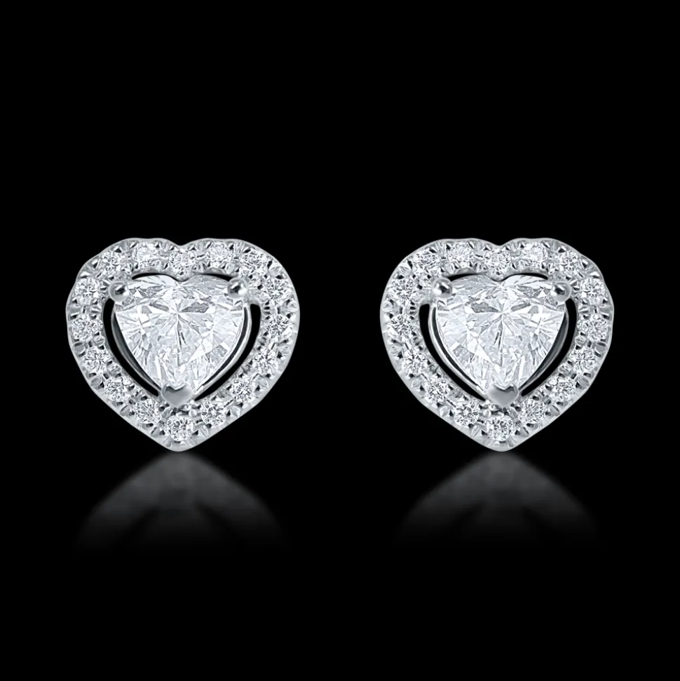 0.46ct Total G/H SI Diamond White Gold Heart Earrings