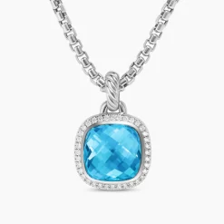 David Yurman Albion® Pendant in Sterling Silver with Blue Topaz and Diamonds