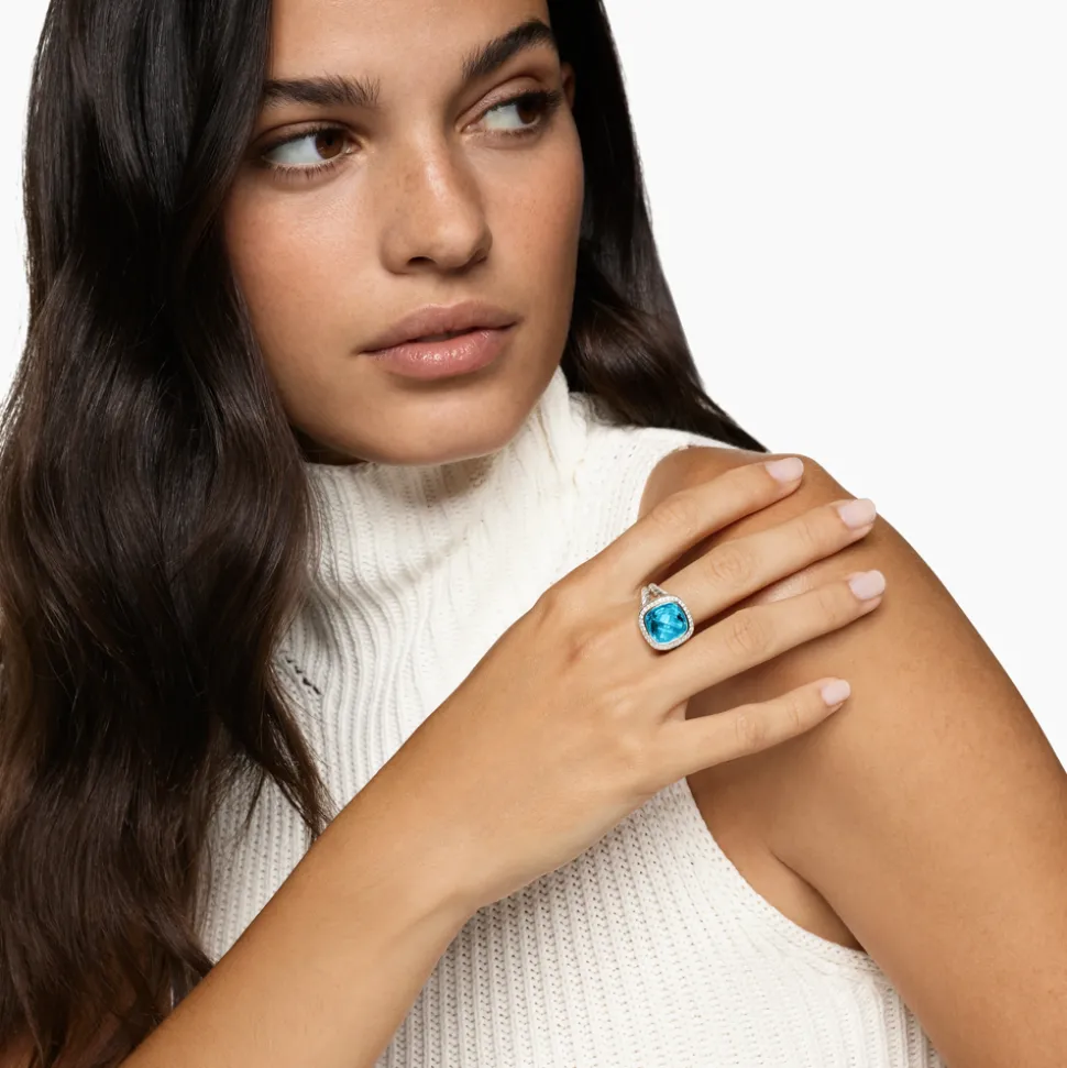 David Yurman Albion® Ring in Sterling Silver with Blue Topaz and Diamonds