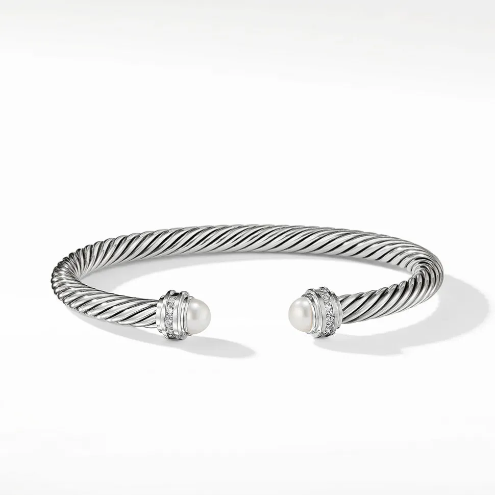 David Yurman Cable Classic Collection Bracelet with Pearls and Diamonds
