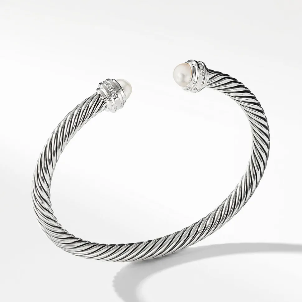 David Yurman Cable Classic Collection Bracelet with Pearls and Diamonds