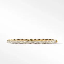 David Yurman Cable Edge® Bracelet in Recycled 18ct Yellow Gold with Full Pavé Diamonds