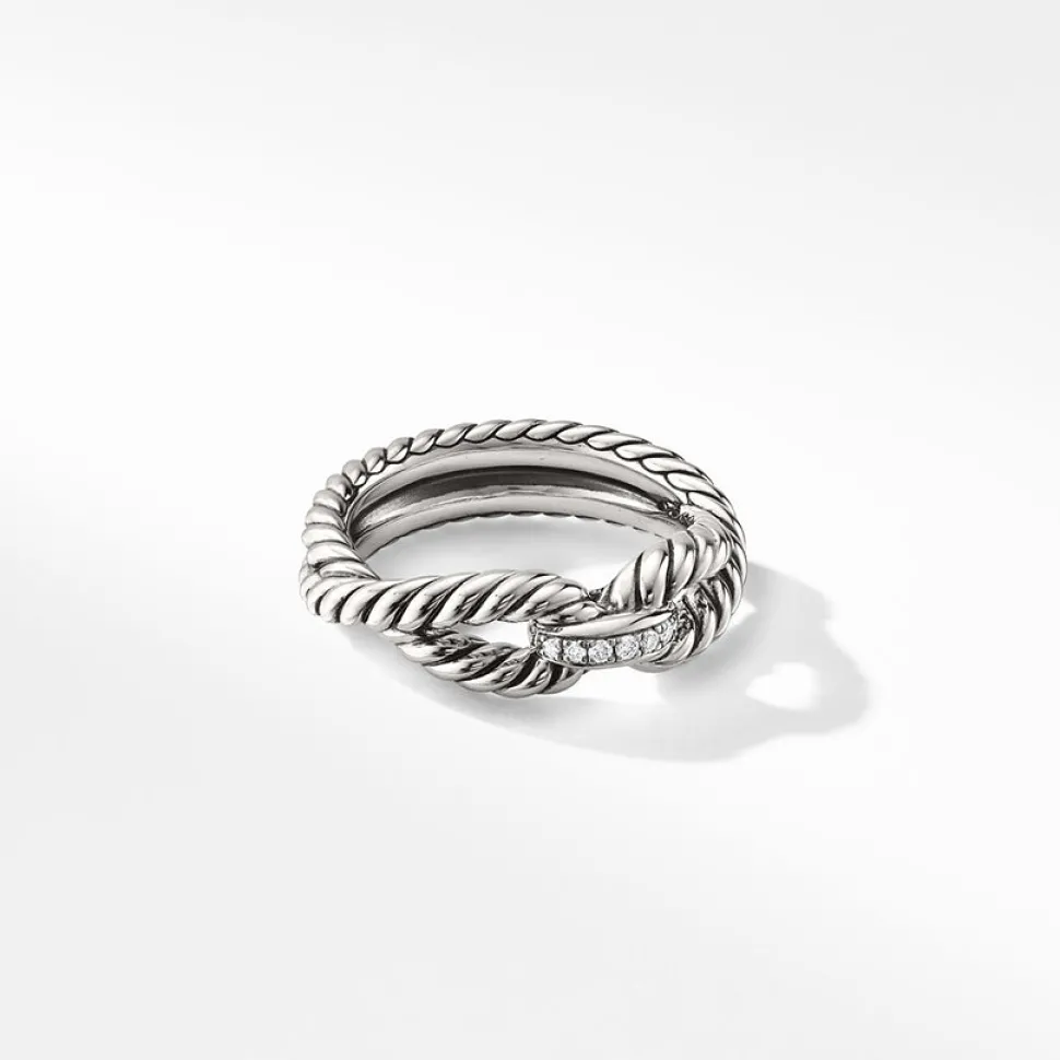 David Yurman Cable Loop Band Ring in Sterling Silver with Pavé Diamonds