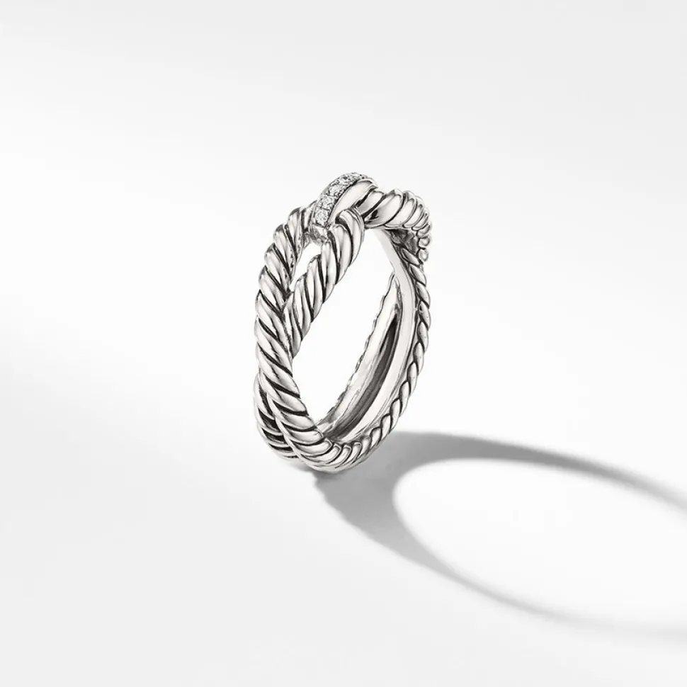 David Yurman Cable Loop Band Ring in Sterling Silver with Pavé Diamonds