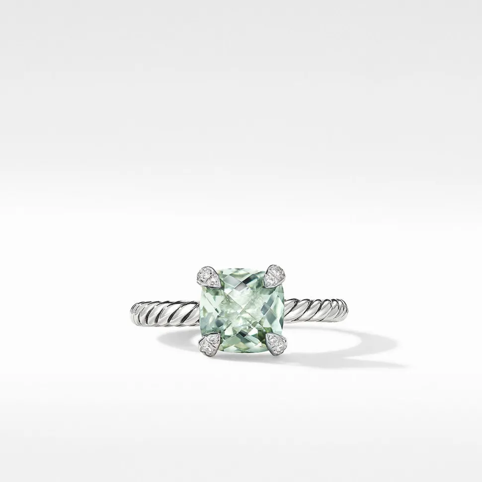 David Yurman Chatelaine Ring with Prasiolite and Diamonds
