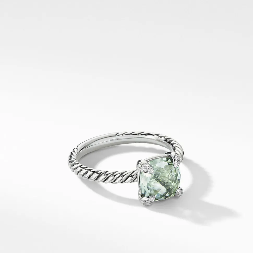 David Yurman Chatelaine Ring with Prasiolite and Diamonds