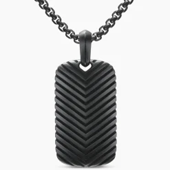 David Yurman Chevron Tag in Black Titanium