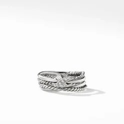 David Yurman Crossover Band Ring with Pavé Diamonds