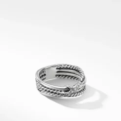 David Yurman Crossover Band Ring with Pavé Diamonds