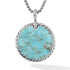 David Yurman DY Elements® Disc Pendant with Pavé Diamonds and Turquoise/Mother of Pearl