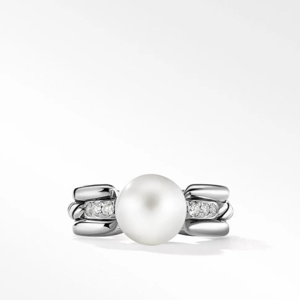 David Yurman DY Madison® Pearl Ring in Sterling Silver with Pavé Diamonds