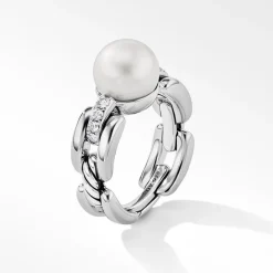 David Yurman DY Madison® Pearl Ring in Sterling Silver with Pavé Diamonds