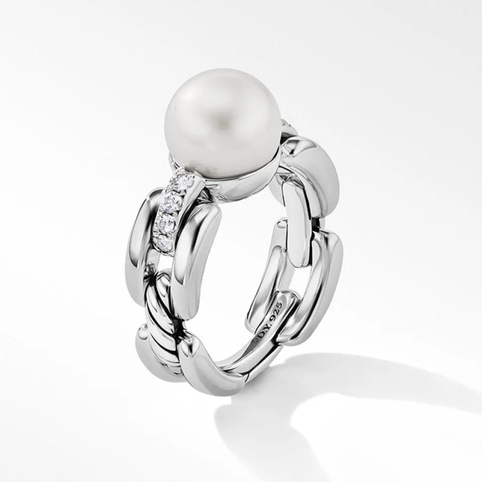 David Yurman DY Madison® Pearl Ring in Sterling Silver with Pavé Diamonds