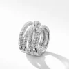 David Yurman Pavéflex Four Row Ring with Diamonds in 18ct White Gold
