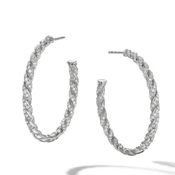David Yurman Pavéflex Hoop Earrings in 18ct White Gold