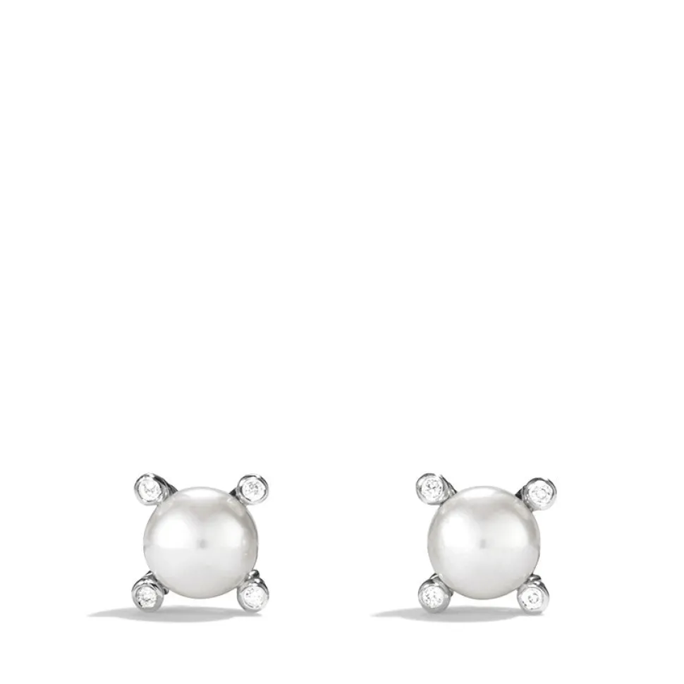 David Yurman Pearl Earrings with Diamonds
