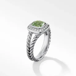 David Yurman Petite Albion® Ring in Sterling Silver with Prasiolite and Pavé Diamonds