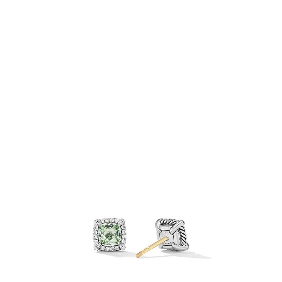 David Yurman Petite Chatelaine® Pavé Bezel Stud Earrings with Prasiolite and Diamonds
