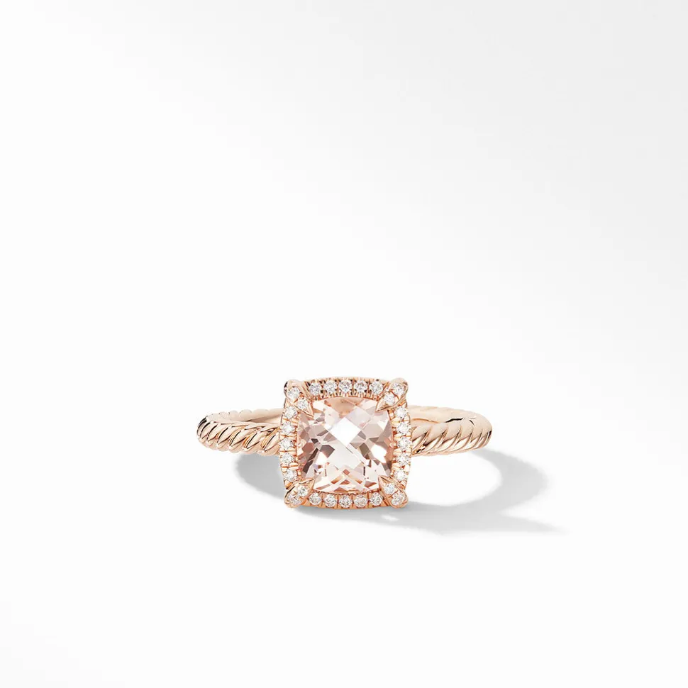 David Yurman Petite Chatelaine Pavé Bezel Ring with Morganite
