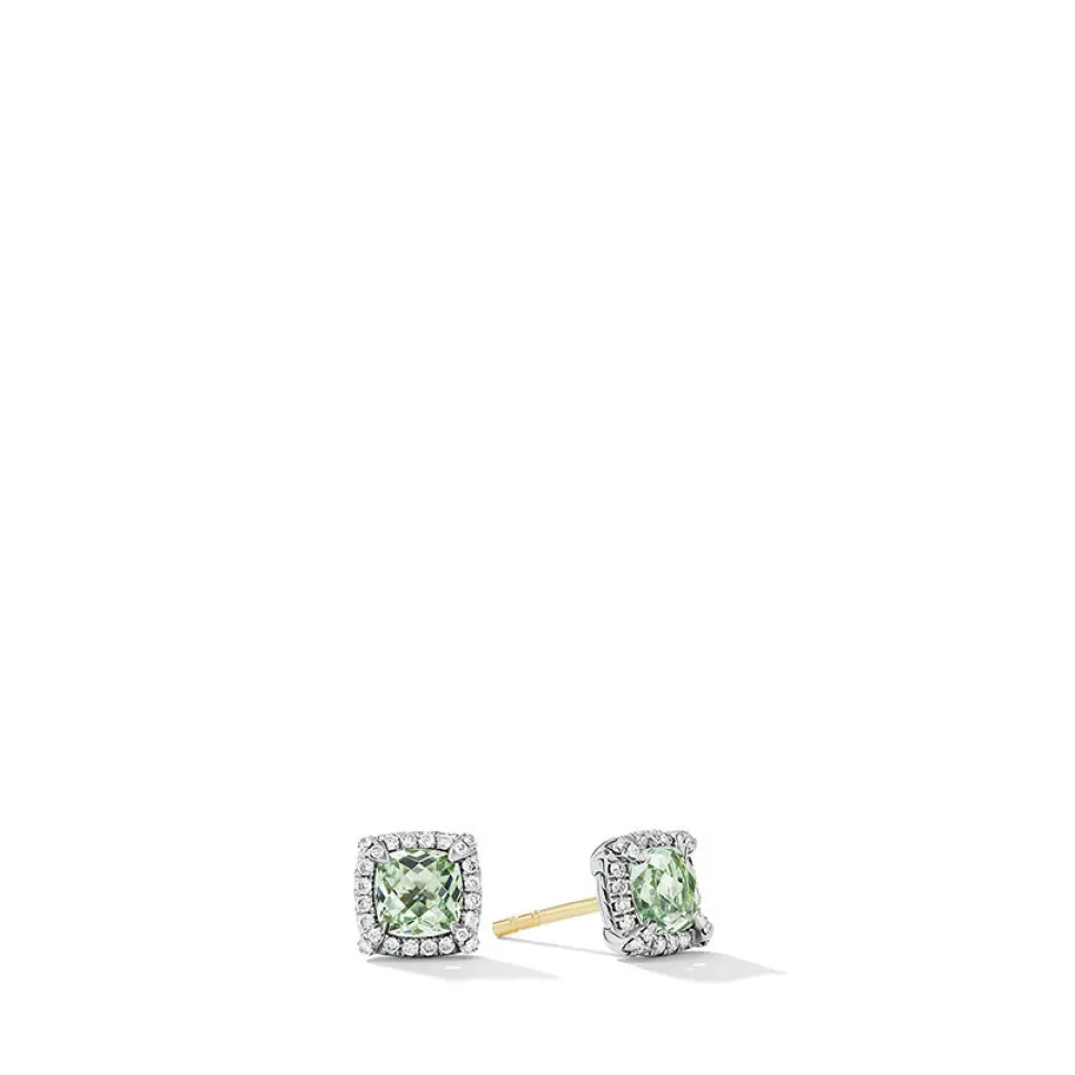 David Yurman Petite Chatelaine® Pavé Bezel Stud Earrings with Prasiolite and Diamonds