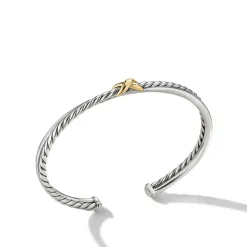 David Yurman Petite X Centre Station Bracelet with 18ct Yellow Gold