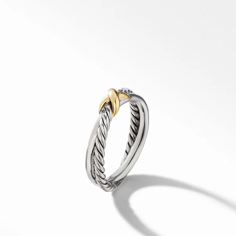 David Yurman Petite X Ring with 18ct Yellow Gold