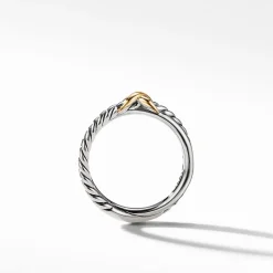 David Yurman Petite X Ring with 18ct Yellow Gold