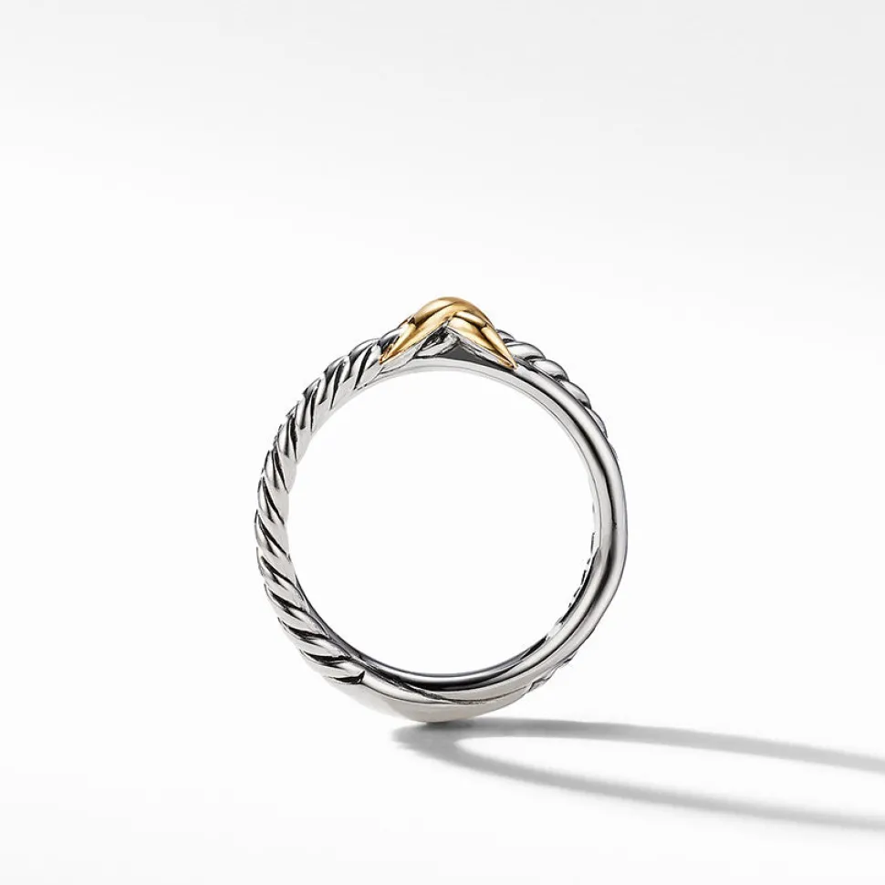 David Yurman Petite X Ring with 18ct Yellow Gold