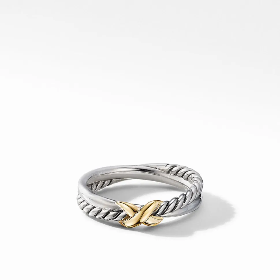 David Yurman Petite X Ring with 18ct Yellow Gold