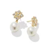 David Yurman Renaissance Pearl Trillion Drop Earrings in 18ct Yellow Gold with Diamonds
