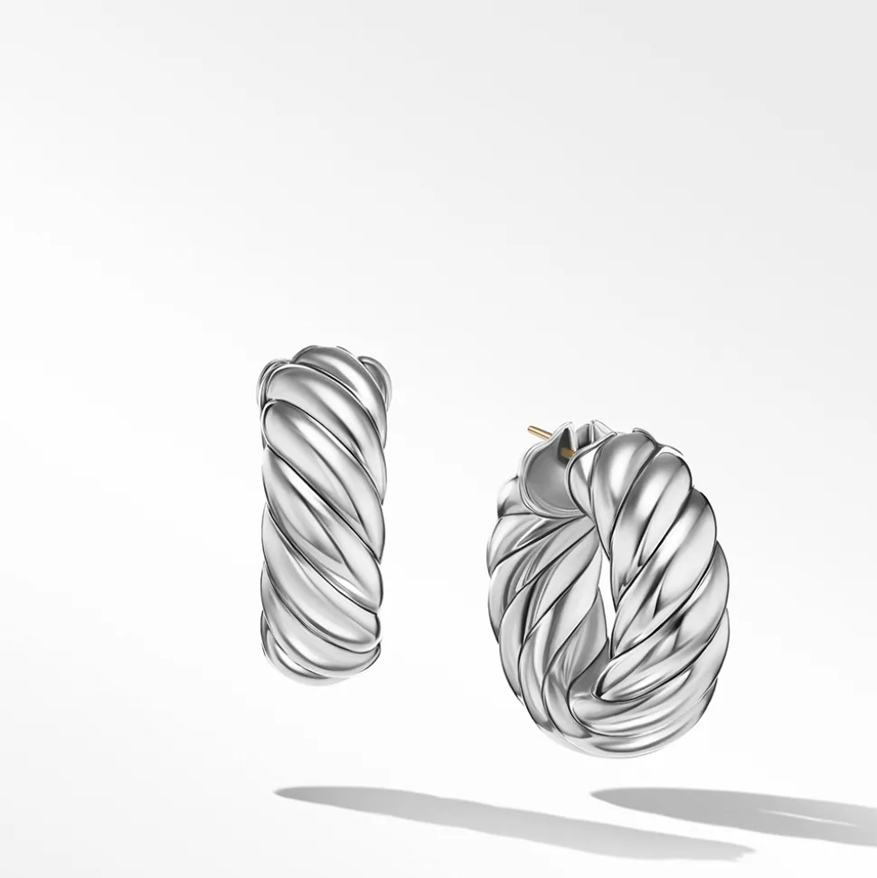 David Yurman Sculpted Cable Hoop Earrings in Sterling Silver