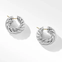 David Yurman Sculpted Cable Hoop Earrings in Sterling Silver