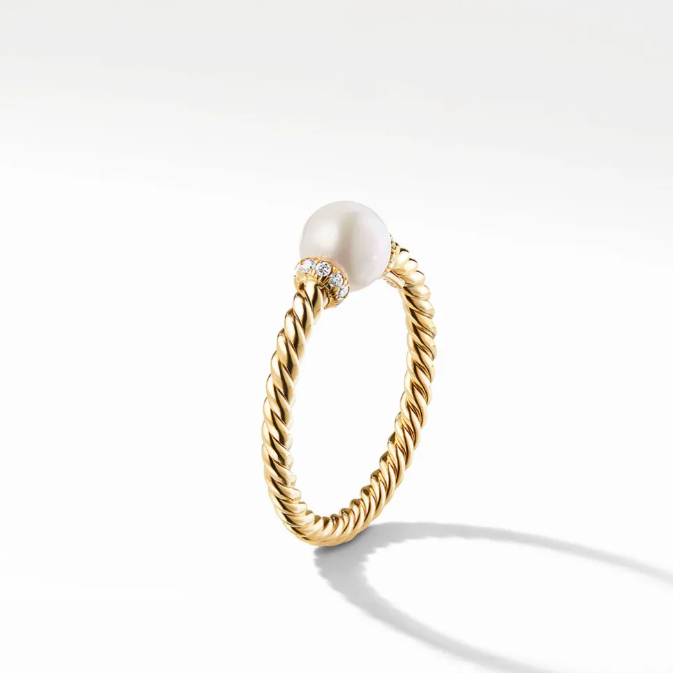 David Yurman Solari Station Ring with Cultured Pearl and Diamonds