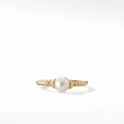 David Yurman Solari Station Ring with Cultured Pearl and Diamonds