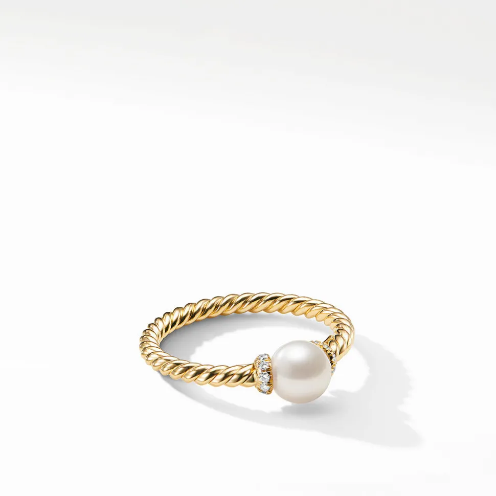 David Yurman Solari Station Ring with Cultured Pearl and Diamonds