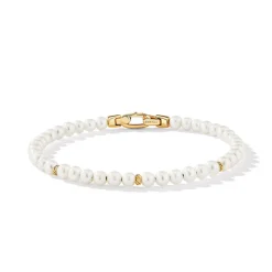 David Yurman Spiritual Beads Bracelet with Pearls and 14ct Yellow Gold