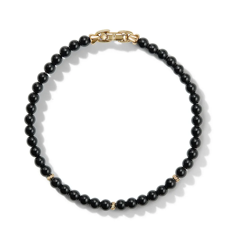 David Yurman Spiritual Beads Bracelet with Black Onyx and 14ct Yellow Gold