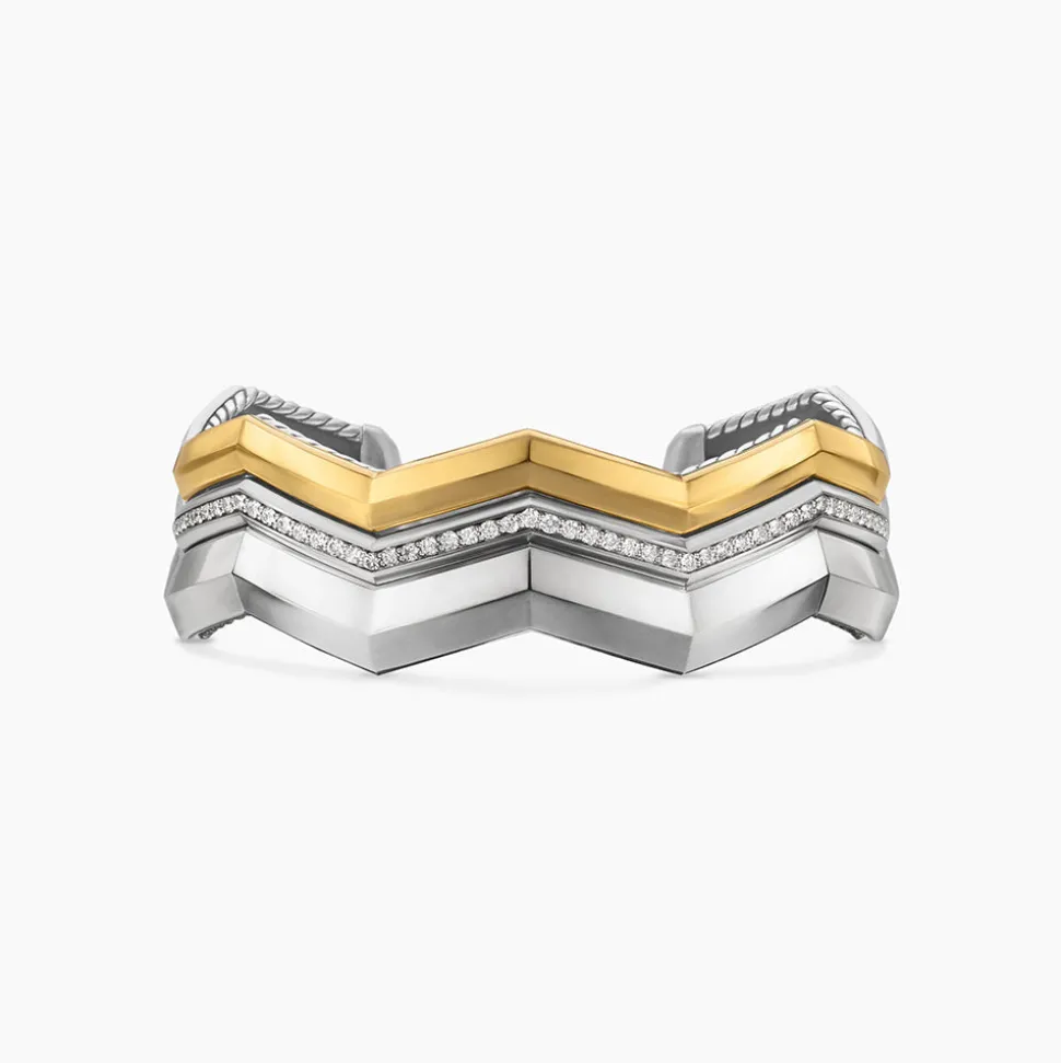 David Yurman Stax Zig Zag Three Row Cuff Bracelet