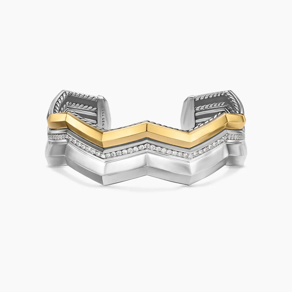 David Yurman Stax Zig Zag Three Row Cuff Bracelet