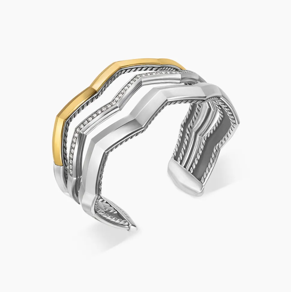 David Yurman Stax Zig Zag Three Row Cuff Bracelet