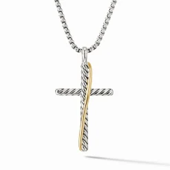 David Yurman The Crossover Collection® Cross Necklace with 18ct Yellow Gold