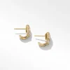 David Yurman Thoroughbred Loop Huggie Hoop Earrings in 18ct Yellow Gold with Full Pavé Diamonds