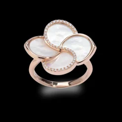 Essence 18ct Rose Gold Mother of Pearl and Diamond Ring