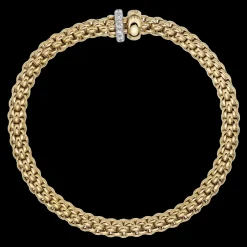 FOPE Solo Flex'it Bracelet with a Double Rondel and Diamond Pavé