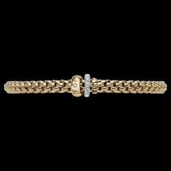 FOPE Solo Flex'it Bracelet with a Double Rondel and Diamond Pavé