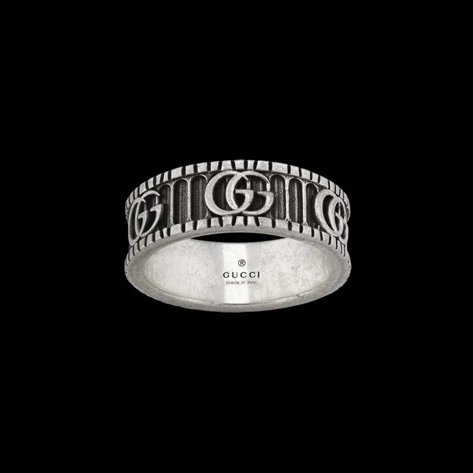 Gucci GG Marmont Silver Ring Size 17