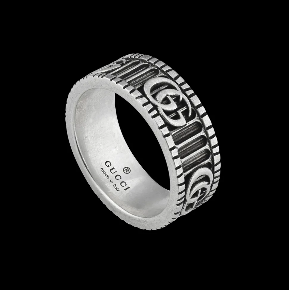 Gucci GG Marmont Silver Ring Size 17