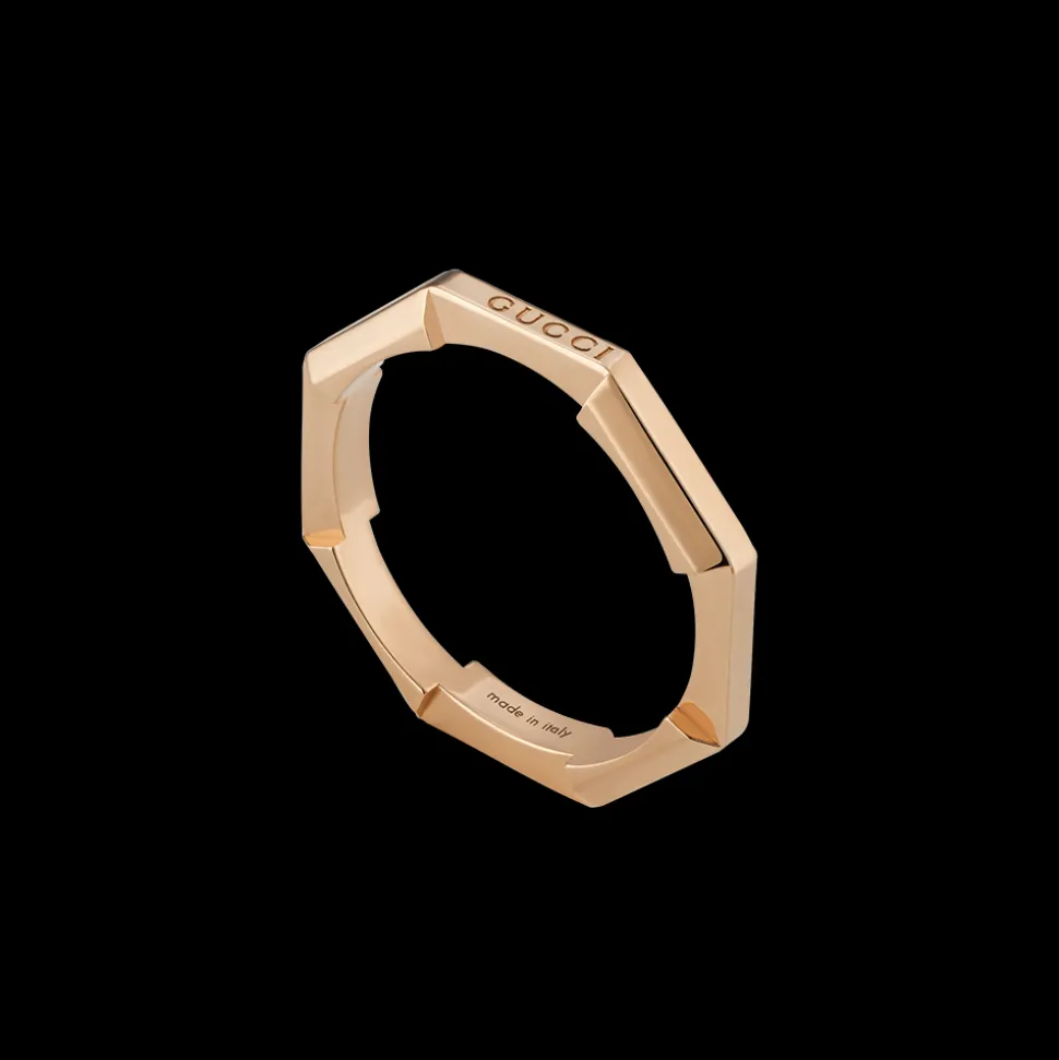 Gucci Link to Love Mirrored 18ct Rose Gold Ring Size 11