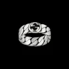 Gucci Wide Silver Ring with Interlocking G Size 15